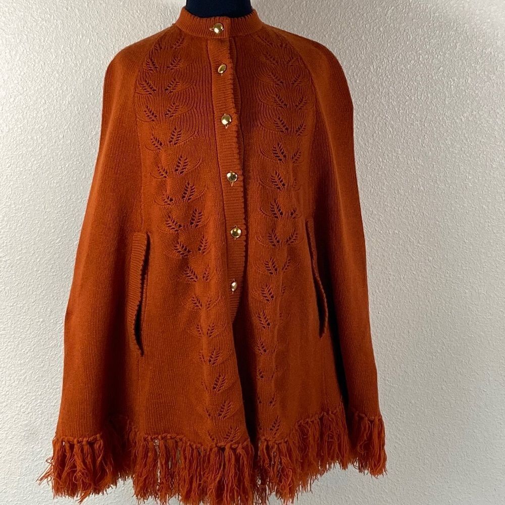Vintage Sweater Bee Poncho Knit Bee One Size